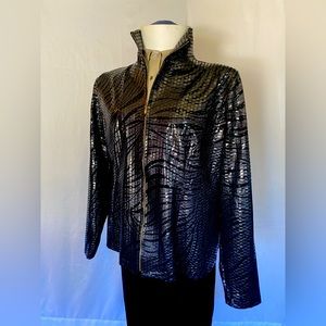 Misook - Metallic Black and Silver Swirl Jacket - XL